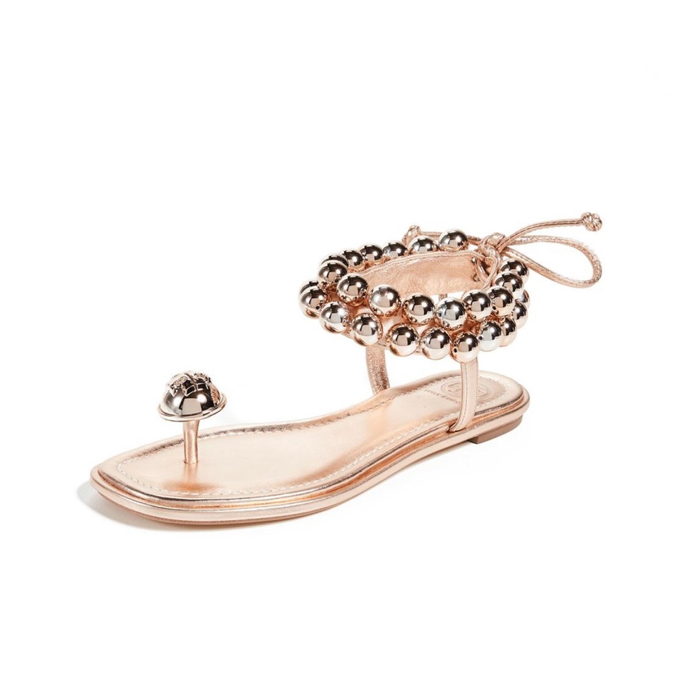 Tory Burch Rose Gold Melody Ankle strap sandals